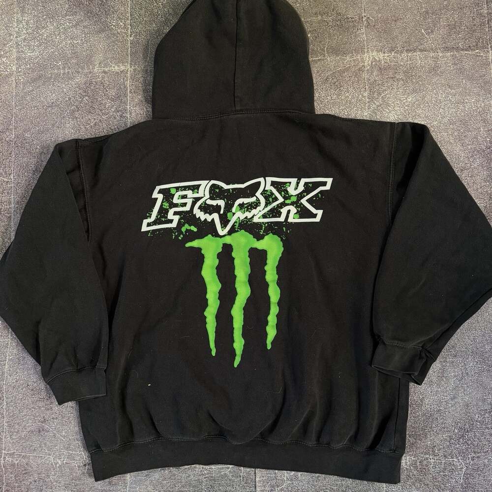 Mens Vintage Y2K Fox Racing Monster Energy Ricky Carmichael Hoodie Sweatshirt XL
